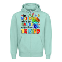 Seafoam in a world where you can be anything be kind Zipper Hoodie - MaliasSmallBusiness