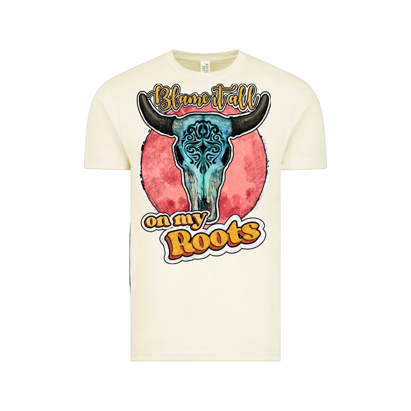 Blame It All On My Roots Bull Skull Black Vintage Tee by JahusDesignShop | Teevron