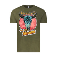 Vintage Olive blame it all on my roots bull skull black Vintage Tee - JahusDesignShop