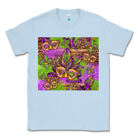Dusty Blue mardi gras carnival masks and fleur de lis Classic Tee - Jasminsmagicworld