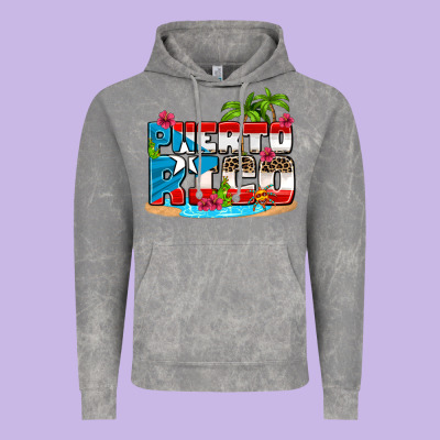 Puerto Rico And Flowers With Frog Vintage Hoodie Designed By Adodesignshop