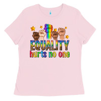 Bubblegum Pink equality hurts no one with fists Ladies Tee - texasbilliewilder