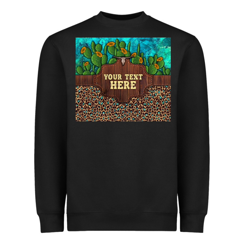 Preview Custom Cactus And Sunflowers Leopard Turquoise Heavyweight Sweatshirt by Artiststas | Teevron