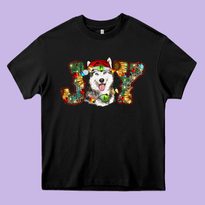 Husky Christmas Joy Heavy Core Tee Designed By Ranaportraitstore