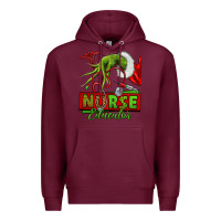 Burgundy grinch hand nurse educator Premium Hoodie - NancyCooperArtShop