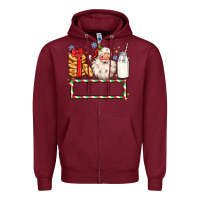 Burgundy christmas santa custom name Zipper Hoodie - MaliasSmallBusiness
