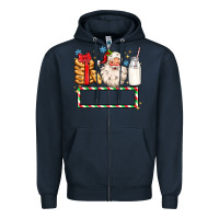 Navy christmas santa custom name Zipper Hoodie - MaliasSmallBusiness