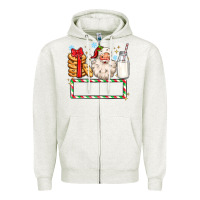 Oatmeal Heather christmas santa custom name Zipper Hoodie - MaliasSmallBusiness