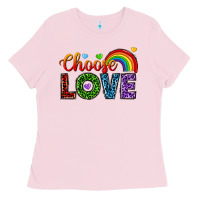 Bubblegum Pink choose love Ladies Tee - texasbilliewilder