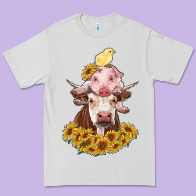 Cow With Pig And Chick Premium Tee Designed By Ranaportraitstore