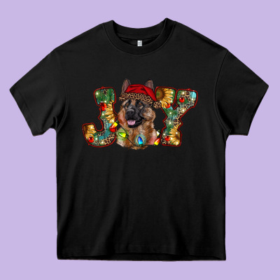 German Shepherd Christmas Joy Heavy Core Tee Designed By Ranaportraitstore