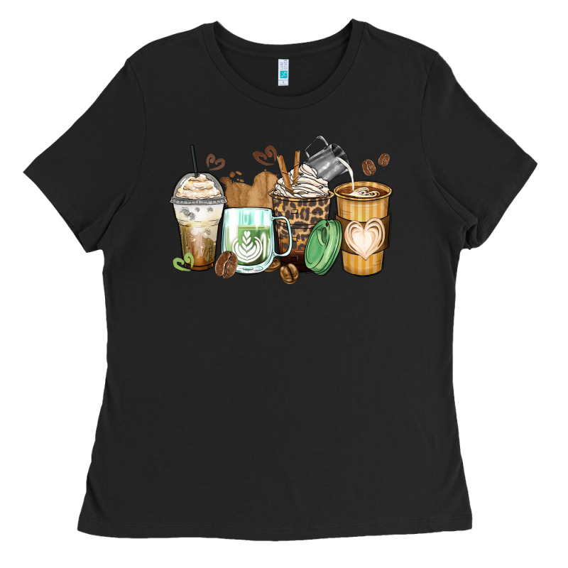 Latte Coffee Cups Ladies Tee by Zillion Design Studio | Teevron