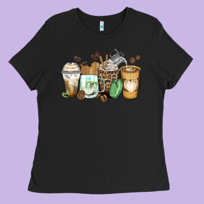 Latte Coffee Cups Ladies Tee Designed By Zillion Design Studio