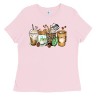 Bubblegum Pink latte coffee cups Ladies Tee - Zillion Design Studio