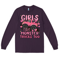 Plum girls like monster trucks too Long Sleeve Tee - MaliasSmallBusiness