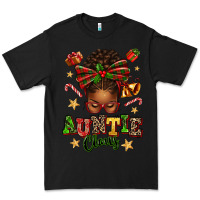 Black Auntie Claus Afro Messy Bun Premium Tee - texasbilliewilder