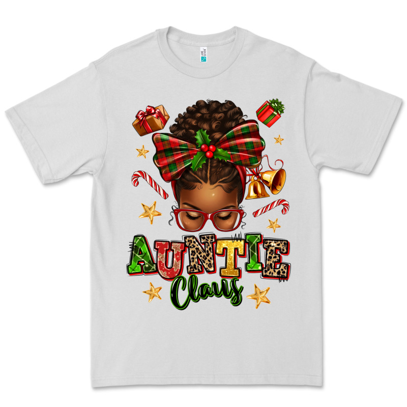 Auntie Claus Afro Messy Bun Premium Tee by texasbilliewilder | Teevron