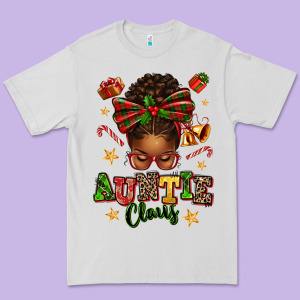 Auntie Claus Afro Messy Bun Premium Tee Designed By Texasbilliewilder