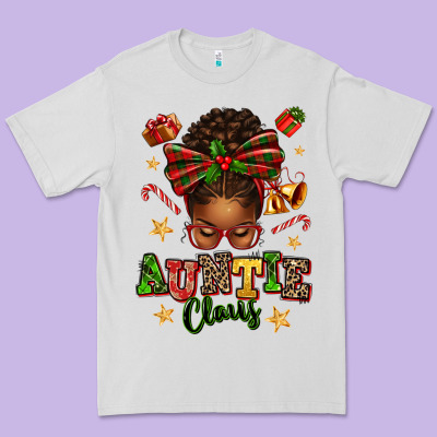 Auntie Claus Afro Messy Bun Premium Tee Designed By Texasbilliewilder