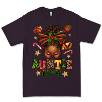 Plum Auntie Claus Afro Messy Bun Premium Tee - texasbilliewilder