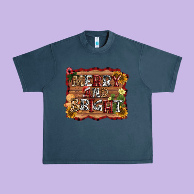Merry And Bright Urban Heavy Tee Designed By Adodesignshop