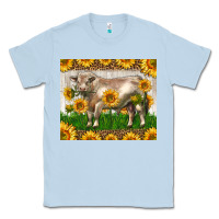 Dusty Blue Western Charolais Bull With Sunflowers Classic Tee - LillyAllenDesigns