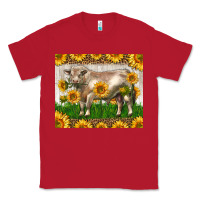 Red Western Charolais Bull With Sunflowers Classic Tee - LillyAllenDesigns