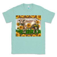Seafoam Western Charolais Bull With Sunflowers Classic Tee - LillyAllenDesigns