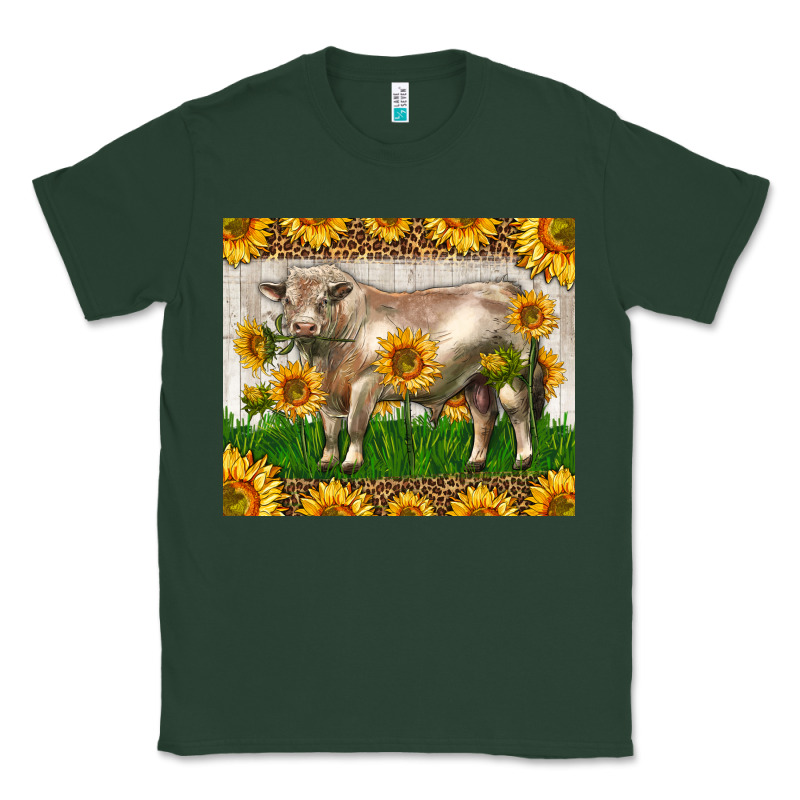 Western Charolais Bull With Sunflowers Classic Tee by LillyAllenDesigns | Teevron