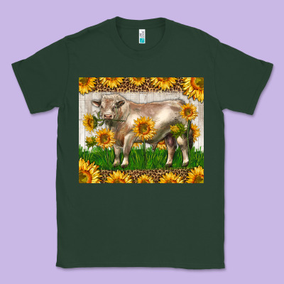 Western Charolais Bull With Sunflowers Classic Tee Designed By Lillyallendesigns