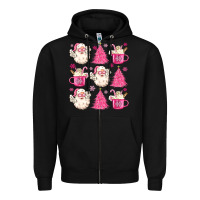 Black retro doodle pink christmas Zipper Hoodie - MaliasSmallBusiness