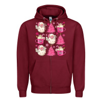 Burgundy retro doodle pink christmas Zipper Hoodie - MaliasSmallBusiness