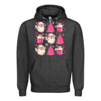 Charcoal Heather retro doodle pink christmas Zipper Hoodie - MaliasSmallBusiness