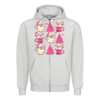 Dove Grey retro doodle pink christmas Zipper Hoodie - MaliasSmallBusiness