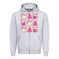 Heather Grey retro doodle pink christmas Zipper Hoodie - MaliasSmallBusiness