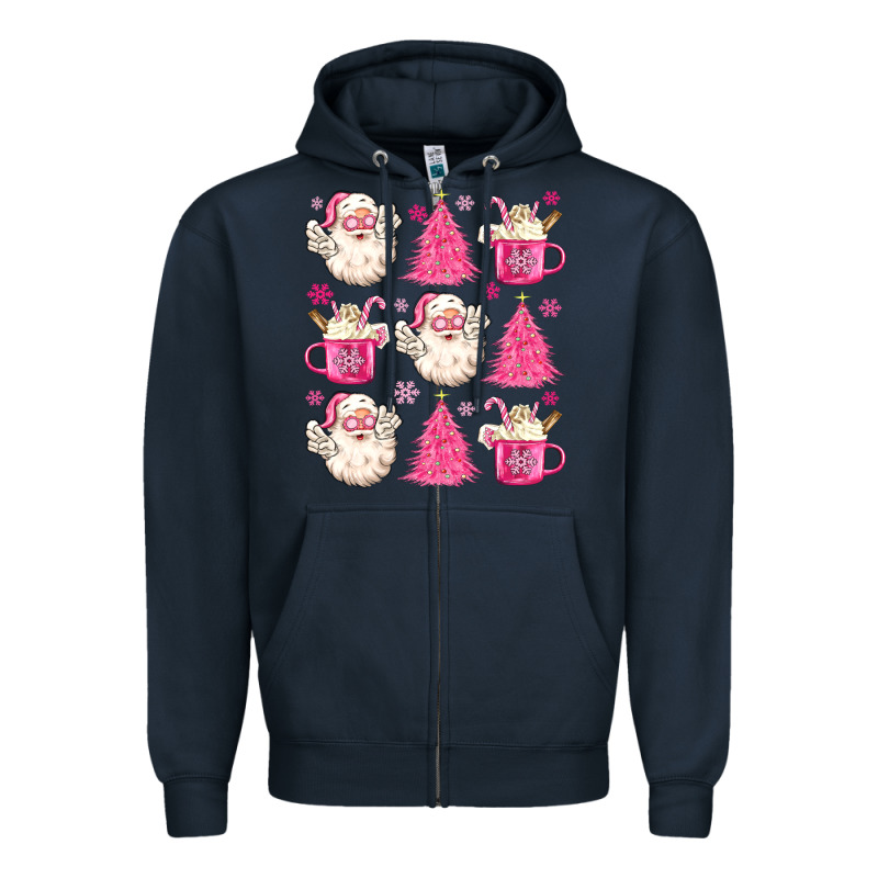 Retro Doodle Pink Christmas Zipper Hoodie by MaliasSmallBusiness | Teevron