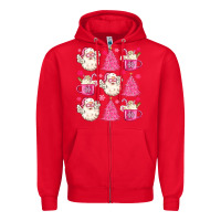 Red retro doodle pink christmas Zipper Hoodie - MaliasSmallBusiness