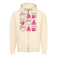Sandshell retro doodle pink christmas Zipper Hoodie - MaliasSmallBusiness
