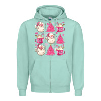 Seafoam retro doodle pink christmas Zipper Hoodie - MaliasSmallBusiness