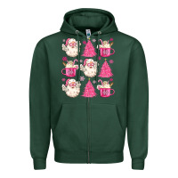 Sports Green retro doodle pink christmas Zipper Hoodie - MaliasSmallBusiness