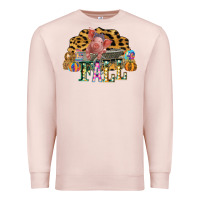 Pale Pink Fall Scene Pumpkin Watercolor Pig Wagon Serape Cheetah Premium Sweatshirt - Bettercallsaul
