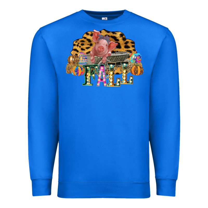 Fall Scene Pumpkin Watercolor Pig Wagon Serape Cheetah Premium Sweatshirt by Bettercallsaul | Teevron