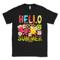 Black Hello Sweet Summer Time Classic Tee - CowhideDigitalArt