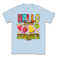 Dusty Blue Hello Sweet Summer Time Classic Tee - CowhideDigitalArt