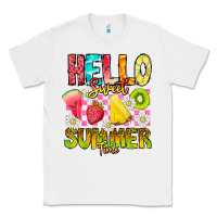 White Hello Sweet Summer Time Classic Tee - CowhideDigitalArt