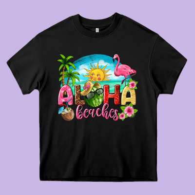 Aloha Beaches Heavy Core Tee Designed By Texasbilliewilder