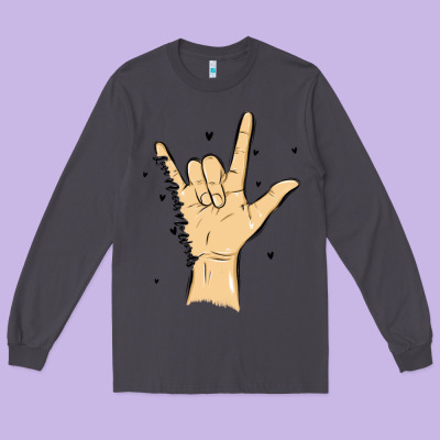 Love Needs No Words Long Sleeve Tee Designed By Maliassmallbusiness