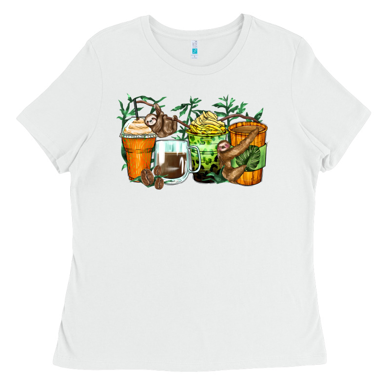Sloth Coffee Cups Ladies Tee by Zillion Design Studio | Teevron
