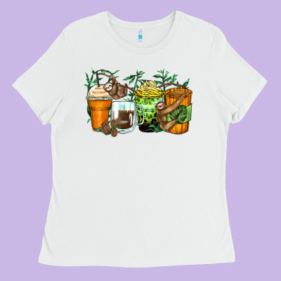 Sloth Coffee Cups Ladies Tee Designed By Zillion Design Studio