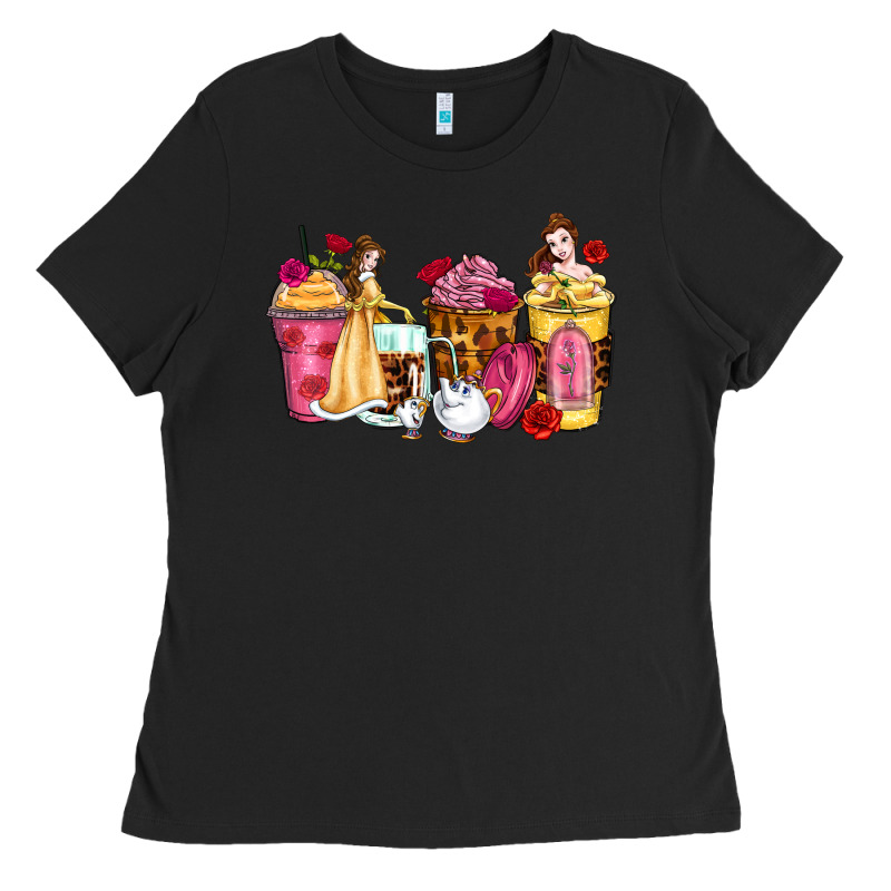 Princess Cartoon Coffee Cups Ladies Tee by Zillion Design Studio | Teevron